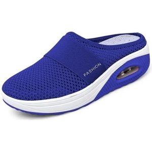 Ademende Mesh-slippers For Oudere Vrouwen Lichtgewicht Instappers Orthopedische Diabetische Sandalen Vrouwelijke Wedge-sneakerschoenen (Color : Blue, Size : 39)