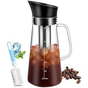 Darmlly Iced Coffee Maker Machine Cold Brew Thee Pitcher Duurzaam Glas en Luchtdichte Deksel Koffie Pot 1.2L