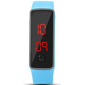 LED-horloge sport siliconen band, digitale 12-uurs wijzerplaat elektronische display polshorloge horloge, rechthoek, voor vrouw en man(LICHTBLAUW)