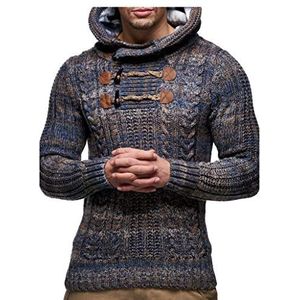 Lindbergh Gebreid jack met sjaalkraag en knoopsluiting in marineblauw