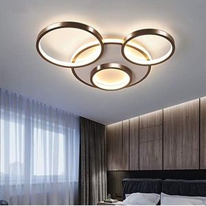 Led-plafondlamp, dimbaar, met afstandsbediening, lichtkleur/helderheid instelbaar, metalen frame, slaapkamerlamp, modern, groot, slaapkamer, eetkamer, zwart, 4 koppen