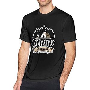 Camp Adventure Men's T-Shirt Tees Short Workout Tops Funny Black overhemden(Small)