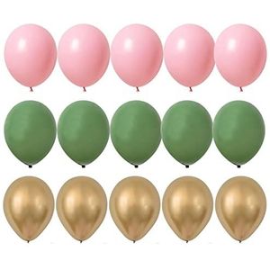 Ballonnen 2 0 stks 1 0 inch ballon kit retro groene witte gouden ballen for verjaardag trouwdag jungle zomer feest decor huisbenodigdheden Heliumballonnen (Color : 15pcs 10inch G, Size : 10inch)