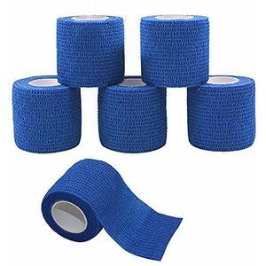 MINGYUE Zelfklevend verband,Samenhangend verband,Elastisch sportverband [6rollen-5cmx4.5m]voor eerste hulp,pols,enkelspanning,zwelling(blauw)