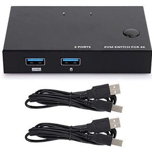 KVM-switch, USB + HDMI 4K 2-in-1-out Schermschakelaar, DDC-functie Gedeelde Toetsenbordmuis Geschikt voor Muis/toetsenbord/monitor(KVM201)