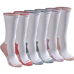 Dickies Women's Dri-Tech Essential Moisture Control Crew Socks, Available in S-XL (6, 12, White with Bluish (6 Pairs), Large