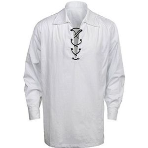 Cusfull Klassiek Schots Jacobiet Ghillie Kilt overhemd voor heren (groot, wit), Wit, L