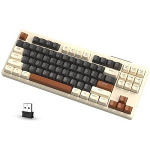 ATTACK SHARK FREEWOLF M87 80% Draadloos Gamingtoetsenbord, 87 Toetsen TKL RGB Mechanisch Gevoel SA PBT-Toetsenbord Bluetooth /2,4 Ghz Dubbele modus, 4000 mAh batterij voor Mac/Win - Koffie