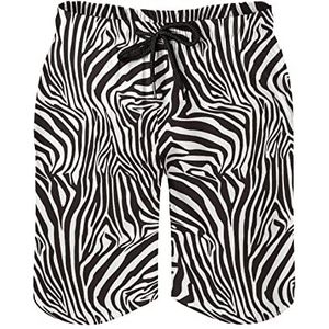 Zebra Strepen Zwembroek voor heren, bedrukte boardshorts, strandshorts, badmode, badpakken met zakken, M