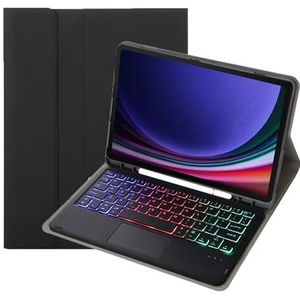 Toetsenbordhoes voor Samsung Galaxy Tab A11+ Plus 11"" 2025, 7-Kleuren Achtergrondverlichting, Magnetisch Afneembaar Draadloos Toetsenbord met S-Penhouder,zwart