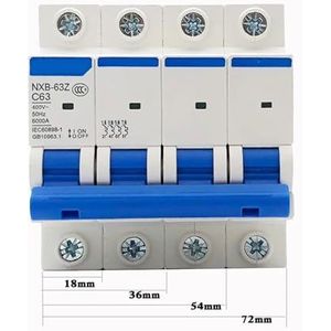 Mini Power Switch NXB-63 DZ47 1p 2p 3p 4p 1A - 63A Home MCB met display (Kleur: 1"", Maat: 4A)