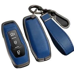 Autosleutel beschermhoes Voor Ford Voor Focus 3 4 ST Voor Mondeo 5 MK5 Voor Mustang F-150 Voor Explorer Voor Rand TPU Zinklegering Afstandsbediening Sleutel Case Cover Houder Sleutel Shell(Blue)