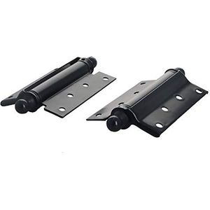 Vouwscharnieren, Scharnier, Deurscharnieren Zelfsluitende veerscharnier, 4 inch, enkelwerkende veer, metalen deurscharnier, geborsteld beslag for deurkast, Freegate, ramen, zwart, 2 stuks (maat)(Singl