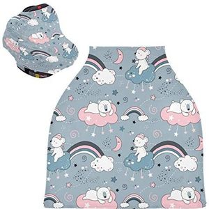 Schattige beren regenbogen Stretchy Baby Auto Stoelhoes, Luifel Verpleging Covers, Zacht Ademend Winddicht Sjaal Wisselpad voor Winter Baby Borstvoeding Jongens