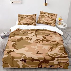 Camouflage Dekbedovertrek Militaire stijl Kaki Chillie Pak Leger Fan Army Navy Air Force Patroon Mode Decoratieve 3-delige Beddenset Met Kussensloop, Tweepersoonsbed Grootte (ArmyGreen 3.200x200 cm)