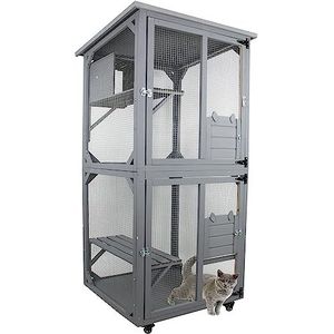 MaxxPet Kattenkooi XXL - Kattenren - Kattenrennen - Kattenvolière - Kattenhok - Kattenhuis - Grote kooi - Kat in de kooi - Kattenhuis Outdoor - 92 x 66 x 182 cm