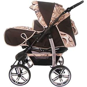 SaintBaby Brown Circels 95 3-in-1 Kinderwagen, 3-in-1 set, Isofix Buggy, combi-kinderwagen, King Car by SaintBaby Brown Circels 95, 3-in-1 (inclusief autostoelt