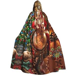 WURTON Kerstman 1 volledige lengte carnaval cape met capuchon cosplay kostuums mantel, 190 cm
