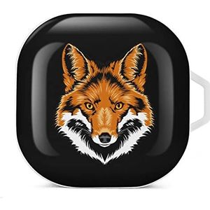 Red Fox Head Oordopjes Hoesje Compatibel met Samsung Hard Shell Beschermhoes Wit-Stijl