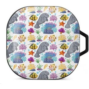 Sea Creatures Oordopjes Hoesje Compatibel met Samsung Hard Shell Beschermhoes Zwart-Stijl