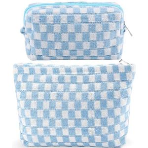 ZLFSRQ Geruite make-up tas voor vrouwen grote capaciteit cosmetische tas set reizen make-up zakje voor portemonnee rits toilettas organizer leuke Y2K esthetische trendy meisjes make-up borstels