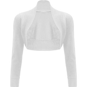 Hamishkane® Damesschouderophalingen, lange mouwen, cardigan, crop top, lichte open voorkant, bolero-cardigans voor dames, perfecte mini-blouse voor gelaagdheid over zomerjurken, Wit, 34-36