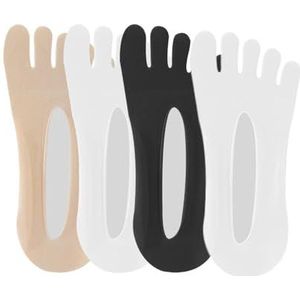 YIJIANUO 4 Paar Vrouwen Zomer Vijf Vinger Teen Sokken Ultradunne Onzichtbare Siliconen Antislip Sok Ademend Anti-wrijving Boot Sokken, 4 paar ZH6, One size
