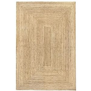 HAMID - Vloerkleed Van Jute, Tapijt Alhambra Natuurlijk, 100% Natuurlijk Tapijt Van Jute, Handgeweven, Vloerkleed Voor Woonkamer, Slaapkamer, Eetkamer, Gang, Ingang - (360x220cm)