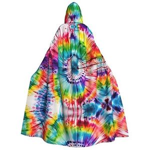 FRGMNT Tie Dye Hippies print mannen capuchon mantel volwassen cosplay mantel kostuum, cape Halloween aankleden, capuchon uniform