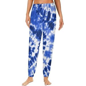 Blue Tie Dye Damespyjama, loungebroek, elastische tailleband, nachtkleding, broekje, print