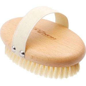 HONZUEN Badborstel met Houten Handvat, Natuurlijke Rugborstel Exfoliërende Cellulitis Doucheborstel Lichaamsborstel voor Rugpeeling, Reductie van Cellulitis(Gemiddelde Dikte)