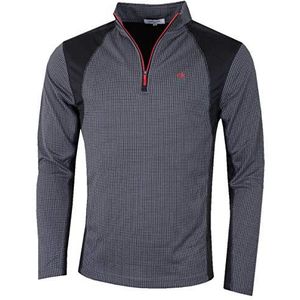 Calvin Klein Heren Micro Grid CK trui met 1/2 rits - Leisteen/Rood - L