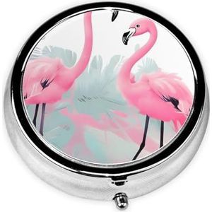 Love Flamingo Gedrukt Pillendoosje met 3 compartimenten Pillendoosje Geneeskunde Pil Organizer Reizen Pillendoos Portemonnee Pocket voor Vitaminen Visolie Supplementen