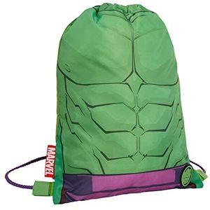 Marvel Jongens Hulk Trekkoord Gym Bag Avengers Sport Zwemmen PE Kit Kids Rugzak Meisjes Trainer Zwemzak, Groen, Eén maat, Tas met trekkoord