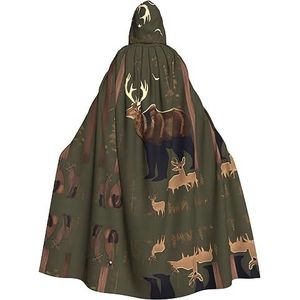 EdWal Lodge Bear Deer Print Hooded Robe, Unisex Volwassenen Hooded Mantel, Carnaval Cape voor Halloween Cosplay Kostuums