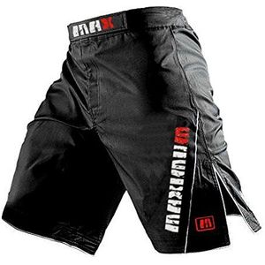 Sanguine Shorts voor vechtsporten zoals MMA, kooivechten, worstelen, kickboksen, gymbroek, Zwart, XXL