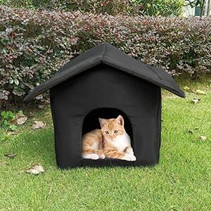Kattenhuis voor buiten, winterbestendig, kattenhuis met waterdicht dak, waterdicht kattenhuis, hondenhuis, huisdierkooi, verdikt, opvouwbare kattentent, bescherming bed voor klein huisdier, binnen en