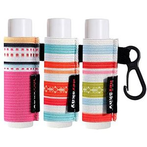 HEYSKAY Lippenbalsem Houder Mouwen Sleutelhanger Chapstick Elastische Mouwen (Strip patroon)