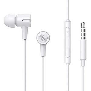 Edifier P205 in-ear hoofdtelefoon met microfoon en volumeregelaar, 3,5 mm in-ear kabel, stereo oortelefoon, headset voor pc, laptop, mobiele telefoon, wit