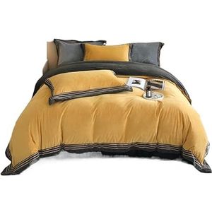Beddengoed Set Dubbelzijdig Verdikte Lakenset Flanellen Beddengoed Vierdelige Set Winterlakenset Dekbedovertrekset(Yellow,1.5/1.8m bed)