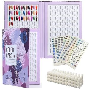 Acycoin2A ㅤ Acycoin2A 216 Nail Color Chart Display Gel Nagellak Kleurboek met 240 kunstnageltips en stickernummer (A)