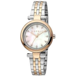 ESPRIT Vrouwen Horloge ES1L281M1115, Tweekleurige zilveren en roségouden kleur, armband
