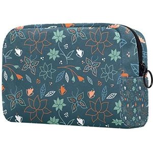 Meisje Cosmetische Tassen Vrouwen Make-up Tas Toilettas Organizer Pouch met Rits 7.3x3x5.1 Inch Naadloos Lente Patroon