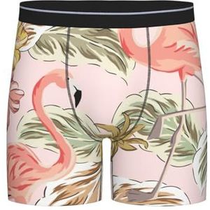 Onderbroek Tropische Roze Flamingo's Ananas Boxer Slips Comfortabel Ondergoed Grappige Boxer Shorts Voor Gift, Papa, Minnaar, Ondergoed 1563, M