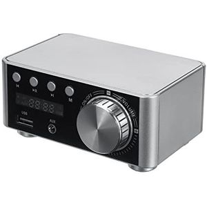 Audioversterker, 100W Audio HiFi Bluetooth 5.0 Power Class D-versterker Tpa3116 Digital Amp Home Audio Car Marine USB AUX IN mini Audio(Silver AMP,No)