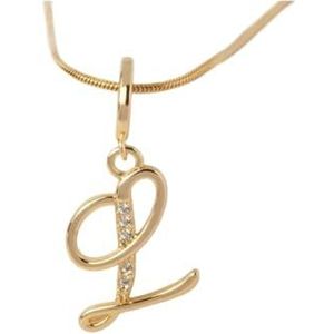 Gouden Dames Alfabet Hanger Kubieke Zirkoon Kristallen Slangenketting Onregelmatige AZ Alfabet Ketting Cadeau (Style : LY581470L)