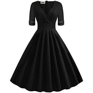 AXOE - Retro A-Lijn Jurk - Zwart - Jaren 50 - Katoen Mix