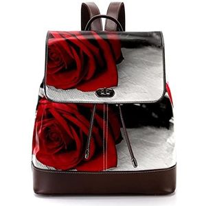 Gepersonaliseerde casual dagrugzak tas voor tiener vintage rode roos bloemen plant schooltassen boekentassen, Meerkleurig, 27x12.3x32cm, Rugzak Rugzakken