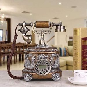 Telefoon Vintage antieke stijl telefoon, retro vaste huis huistelefoon, bruin