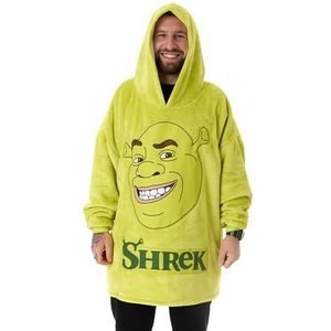 Shrek Unisex draagbare deken hoodie | Volwassenen groene hoodie met Shrek karakter gezicht graphics | One Size Sherpa gevoerde loungewear met 3D-oren | Animated Film Merchandise Gift, Groen, One size